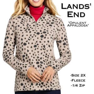Lands' End Fleece Tunic 2X Opulent Pearl Appaloosa Beige Gray Spots Athleisure